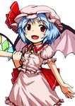  :d bad_id bad_pixiv_id bat_wings dai-erie dress fang flandre_scarlet frilled_dress frills hat hat_ribbon holding_hand holding_hands mob_cap open_mouth puffy_short_sleeves puffy_sleeves red_eyes remilia_scarlet ribbon short_sleeves smile touhou wings 
