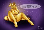 2014 anthro anthrofied anus areola butt dialog english_text equine eyes_closed female friendship_is_magic horn mammal my_little_pony nude solo suirano text twilight_scepter_(mlp) unicorn 