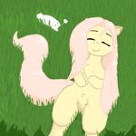  duo equine eyes_closed feral fluttershy_(mlp) foxfoxplz friendship_is_magic fur grass horse lagomorph lying mammal my_little_pony on_back outside pony pussy rabbit sleeping solo_focus 