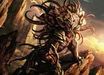  armor claws magic_the_gathering no_pupils outside quadruped raymond_swanland rocks sky sliver tentacles 