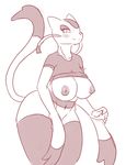  2014 anthro anthrofied areola big_breasts breasts clothed clothing female looking_at_viewer mienshao navel nintendo nipples plain_background pok&eacute;mon smile solo somna standing video_games white_background 