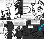 animal_crossing beauty_mark black_and_white bottomless butt clothed clothing comic english_text feline female half-dressed horn human male mammal mascara monochrome nintendo olivia player_1 reaverx sleeping text video_games 