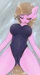  anthro big_breasts blonde_hair blush breasts clothing equine eyes_closed female fur hair hi_res horse long_hair lying mammal my_little_pony on_back open_mouth original_character pink_fur pony replica_(artist) solo swimsuit unconscious wet wet_hair 