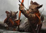  archer armor arrow bow canine dog flag magic_the_gathering male mammal piercing scar scope wesley_burt 