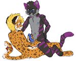 anal anal_penetration duo feline gay handjob leopard male mammal penetration penis plain_background tiger tobicakes 