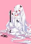  :&gt; absurdly_long_hair ass black_panties blush breasts full_body horns kantai_collection large_breasts long_hair midway_hime multiple_girls northern_ocean_hime nude open_mouth pale_skin panties panties_removed red_eyes shinkaisei-kan side-tie_panties smile ukabe underwear very_long_hair wavy_mouth white_hair yuri 