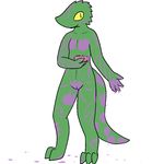  2014 aliasing anthro bodypaint dripping female kobold nude paint plain_background pussy reptile scalie smile solo trout_(artist) 