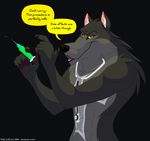  2014 black_fur canine fur kobi_lacroix looking_at_viewer male mammal smile syringe were werewolf wolf yellow_eyes 