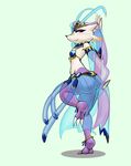 2014 anthro butt claws clothed clothing female harem jewelry mienshao nintendo plain_background pok&eacute;mon red_eyes solo standing toe_claws translucent video_games zadomi 