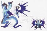  blizzard_king blue_scales claws concept_art digitigrade dragon drake etrian_odyssey horn hydra multi_head multiple_eyes muscles nude pecs plain_background scalie solo standing video_games white_background wings yellow_eyes 