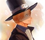  1boy blonde_hair cravat formal goggles goggles_on_hat hat male male_focus one_piece profile sabo_(one_piece) solo top_hat yamsong 