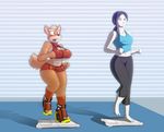  anthro big_breasts blush breasts canine cleavage clothed clothing dracojeff exercise female fox human mammal nintendo open_mouth shirt shorts star_fox sweatpants tank_top tube_top under_boob video_games voluptuous wide_hips wii_fit workout 