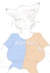  anthro big_breasts breasts bust canine clothed clothing cute female fur hair looking_at_viewer mammal plain_background portal portal_(series) sindoll smile valve 