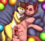  &lt;3 anthro balls birthday canine collar cum duo erection fox foxninja1337 fur gay hair male mammal navel nude penis tacoyaki wolf 