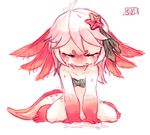  :&gt; arm_support axolotl bad_id bad_tumblr_id closed_eyes commentary crying hair_ornament kneeling no_humans original seaweed simple_background solo starfish tail tears vika_(yellowfur) white_background white_hair yellowfur 