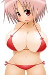  bikini breasts cleavage huge_breasts open_mouth red_eyes swimsuit yuma-24 