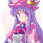  :3 blush brooch crescent crescent_hair_ornament fa_no_hito hair_ornament hat heart heart-shaped_pupils jewelry long_hair patchouli_knowledge purple_eyes purple_hair solo symbol-shaped_pupils touhou 