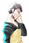  1boy ag_wolf agito013 bandage hand_on_face hand_on_own_face male male_focus one_piece profile raglan_sleeves solo trafalgar_law 