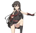  akame akame_ga_kill! black_hair caryo long_hair nanashino necktie panties pantyshot pantyshot_(standing) red_eyes skirt solo standing underwear vambraces 