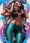  2019 abs animal_humanoid breasts cephalopod cephalopod_humanoid cleavage clothed clothing dandon_fuga dark_skin female humanoid looking_at_viewer marina_(splatoon) marine marine_humanoid mollusk mollusk_humanoid nintendo solo splatoon tentacle_hair tentacles tight_clothing video_games 