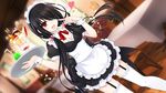  ;d alternate_costume apron black_hair blurry blush bow breasts cafe chair cherry cleavage cup date_a_live depth_of_field dessert detached_collar drink drinking_glass drinking_straw dutch_angle enmaided eyebrows eyebrows_visible_through_hair flower food frilled_apron frilled_legwear frills fruit game_cg garter_straps hair_ornament hair_over_one_eye hair_over_shoulder hands_up happy heart heart_hair_ornament holding indoors light_particles long_hair looking_at_viewer maid maid_headdress medium_breasts miniskirt one_eye_closed open_mouth orange orange_slice parfait pocky pointing red_eyes red_ribbon ribbon short_sleeves skirt smile soda solo spoken_heart standing strawberry table tablecloth thighhighs tokisaki_kurumi tray tsunako twintails underbust very_long_hair white_apron white_legwear zettai_ryouiki 