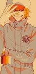 1boy ag_wolf agito013 color_palette glasses grin hand_on_headwear hat heart_pirates jolly_roger limited_palette male male_focus one_piece orange_hair palette pirate shachi_(one_piece) smile solo sunglasses 
