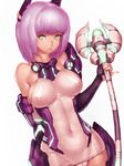  bare_shoulders breasts covered_navel covered_nipples elbow_gloves fumio_(rsqkr) gloves large_breasts lips looking_at_viewer marlur phantasy_star phantasy_star_online_2 pink_hair pinky_out short_hair simple_background solo staff white_background 