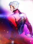  aonome archer back dark_skin dark_skinned_male fate/stay_night fate_(series) looking_back male_focus solo white_hair 