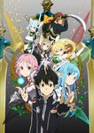 animal_ears asuna_(sao) asuna_(sao-alo) black_eyes black_gloves black_hair blue_eyes blue_hair bow_(weapon) brown_hair cat_ears fingerless_gloves freckles gloves gradient gradient_background green_eyes hair_ornament hairclip headband highres katana kirito kirito_(sao-alo) klein klein_(sao-alo) knife leafa light_particles lisbeth lisbeth_(sao-alo) long_hair looking_at_viewer mace multiple_girls official_art outstretched_hand pink_eyes pink_hair pointy_ears ponytail red_eyes red_hair short_hair silica silica_(sao-alo) sinon sinon_(sao-alo) sword sword_art_online weapon wings 