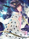  black_hair blue_eyes bob_cut bruno_buccellati hair_ornament jojo_no_kimyou_na_bouken male_focus sasamaru_(sasamaru) solo 