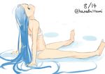  bikini blue_eyes blue_hair harada_itsumi kantai_collection long_hair samidare_(kantai_collection) sitting solo swimsuit 
