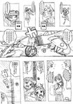  bisco_(letitbleed) comic greyscale headband highres houshou_(kantai_collection) japanese_clothes kantai_collection monochrome multiple_girls muneate partially_translated ponytail ryuujou_(kantai_collection) toy_airplane translation_request visor_cap zuihou_(kantai_collection) 