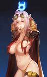  ahoge birthmark blue_eyes breasts covered_nipples defense_of_the_ancients dota_2 finger_to_mouth freckles genderswap genderswap_(mtf) goggles goggles_on_head highleg highleg_panties highres huge_breasts instant_ip jacket looking_at_viewer navel panties parted_lips pointy_ears shiny shiny_skin silver_hair sniper_(dota_2) solo string_panties thigh_strap underwear yellow_panties 