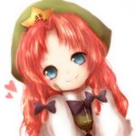  amanojaku bad_id bad_pixiv_id bandaid bandaid_on_face blue_eyes bow braid hair_bow hat head_tilt heart highres hong_meiling long_hair looking_at_viewer red_hair simple_background smile solo star touhou twin_braids upper_body vest white_background 