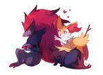  bluekomadori braixen heart hearts no_humans pokemon white_background zoroark 