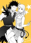  couple fairy_tail gajeel_redfox lucy_heartfilia skirt smile tagme 