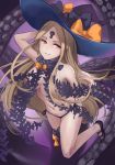  1girl abigail_williams_(fate/grand_order) bangs black_hat black_panties blonde_hair blush breasts brown_eyes fate/grand_order fate_(series) forehead hat large_breasts long_hair looking_at_viewer panties parted_bangs parted_lips smile solo underwear witch_hat yuemanhuaikong 