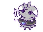  espurr pokemon purple_eyes ranyui_(yupipipi) solo translation_request 