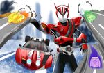  absurdres armor belt car commentary_request ground_vehicle highres kamen_rider kamen_rider_drive kamen_rider_drive_(series) male_focus motor_vehicle shift_car solo tridoron zzgaodafa 