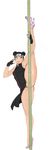  black_dress black_gloves black_hair blush breasts brown_eyes china_dress chinese_clothes collaboration colorized double_bun dress fingerless_gloves flexible forehead_protector gloves high_heels highres konohagakure_symbol lips lm_(legoman) long_legs naruto naruto_(series) no_panties pink_footwear pole pole_dancing pubic_hair pussy shoes sketch small_breasts solo split standing standing_on_one_leg standing_split stiletto_heels stripper_pole tenten thick_thighs thighs zodi4c 