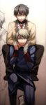  aki_(neyuki41028) aldnoah.zero asphyxiation brown_eyes brown_hair headset image_sample kaizuka_inaho male_focus military military_uniform multiple_boys pixiv_sample short_hair slaine_troyard strangling uniform 