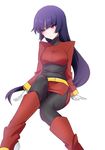  black_bodysuit bodysuit boots crotch_seam gloves hizuki_akira jpeg_artifacts natsume_(pokemon) pantyhose pokemon purple_hair red_eyes sitting skirt solo 