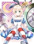  alarm_clock alice_(wonderland) alice_in_wonderland bad_id bad_pixiv_id bow chess_piece clock dress hair_bow hat kantai_collection long_hair lutecia_syndrome maid moon pajamas ribbon shimakaze_(kantai_collection) solo striped striped_legwear stuffed_animal stuffed_toy thighhighs 