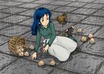  basket blue_hair green_eyes lim long_hair potato princess_sarah sarah_crewe shoes single_shoe torn_clothes torn_legwear tripped 