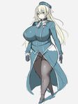 1girl atago_(kantai_collection) blonde_hair breasts female gloves green_eyes hat huge_breasts kantai_collection plump smile solo standing tensai427 thighs wide_hips 