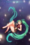  artist_name bad_id bad_pixiv_id crossed_legs floating_hair green_hair hatsune_miku high_heels highres legs long_hair microphone microphone_stand music na_in-sung necktie open_mouth singing skirt solo twintails very_long_hair vocaloid wrist_cuffs 