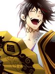  closed_eyes donten_ni_warau earrings fan highres japanese_clothes jewelry kumou_tenka long_hair michiko_(inana_m_c) scales smile 