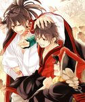  brothers donten_ni_warau earrings japanese_clothes jewelry kumou_chuutarou kumou_soramaru kumou_tenka long_hair mizuki_hau multiple_boys siblings 