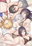  5girls american_flag_bikini bikini black_hair blonde_hair breast_pillow breasts chequita eyepatch flag_print hair_over_one_eye image_sample jormungand karen_low knife koko_hekmatyar large_breasts long_hair medium_breasts multiple_girls schokolade short_hair sofia_valmer swimsuit twitter_sample white_hair 