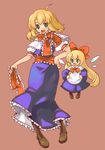  alice_margatroid blonde_hair boots doll dress green_eyes karuborara long_hair shanghai_doll short_hair solo touhou wings 